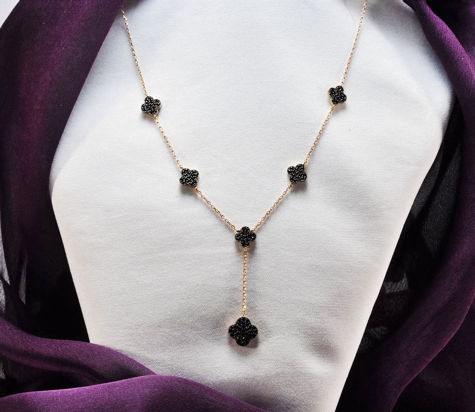 Handmade Black Zircon Silver Necklace,925 Sterling Silver Genuine Authentic Necklace, Black Zircon Gemstone Jewelry Gift for Her