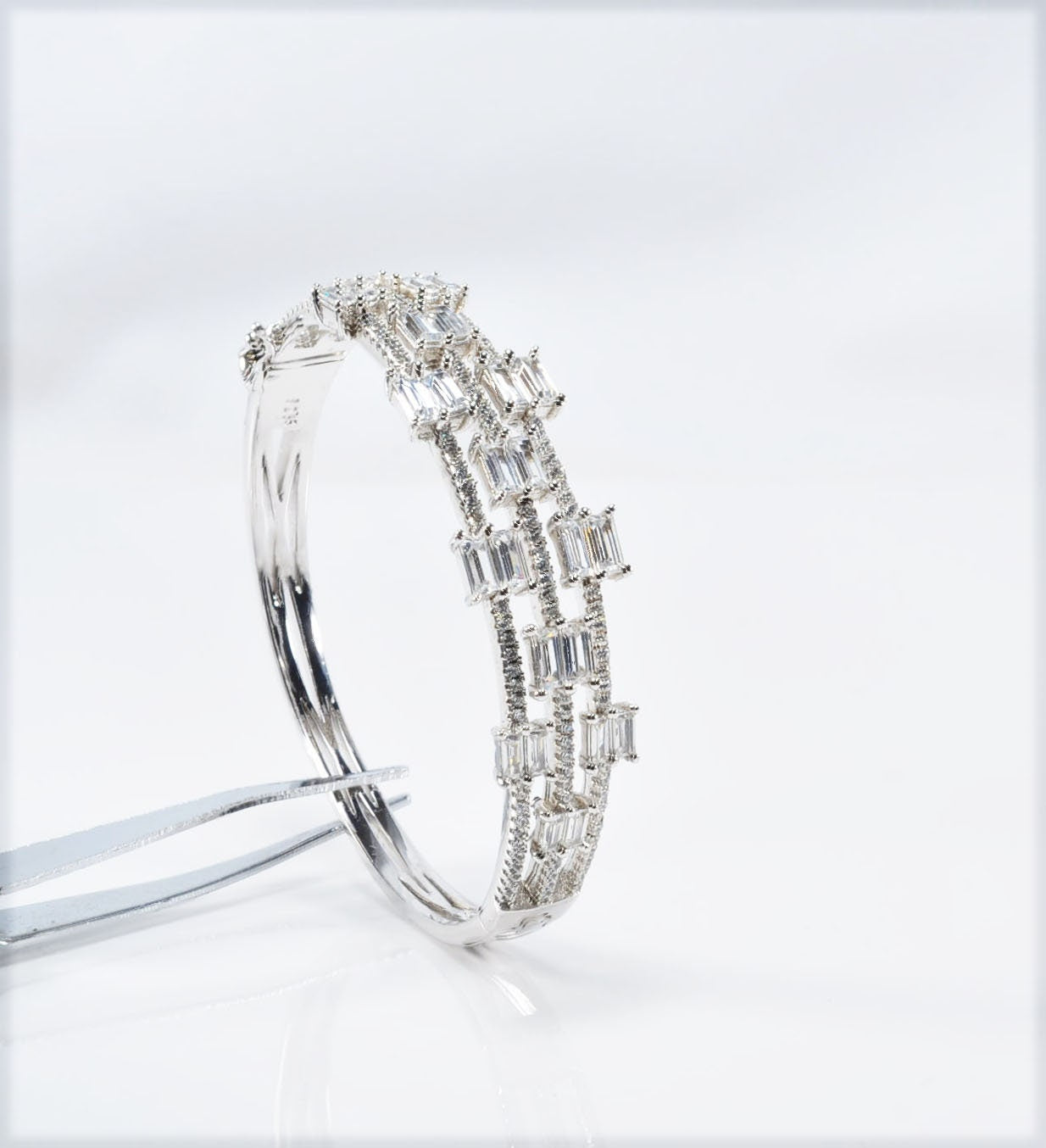 Handmade Genuine Baguette Zircon Gemstone Silver Bracelet, Zircon Bracelet Jewelry,Handcrafted, Gift For Her, Wedding Gift