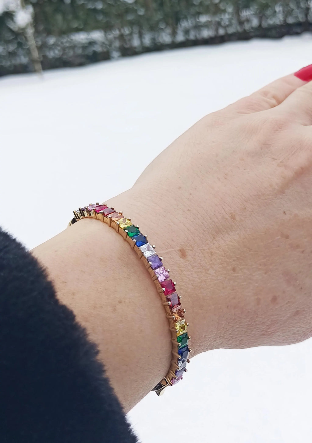 Rainbow Zircon Gemstone Bracelet – Unique Handmade Sterling Silver Jewelry