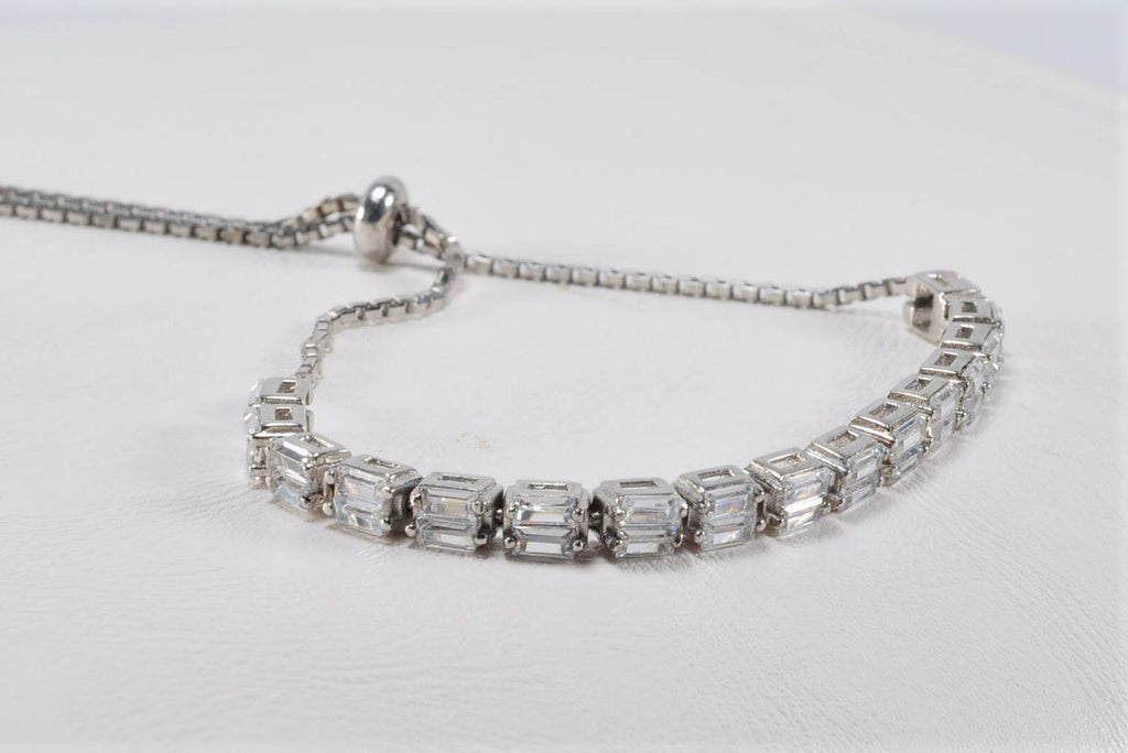 Handmade Baguette Zircon Silver Bracelet: Wedding Jewelry Gift