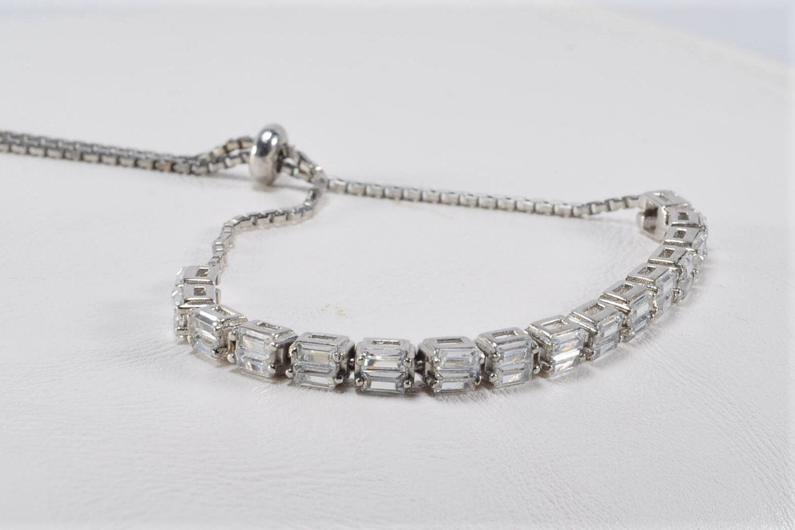 Handmade Baguette Zircon Silver Bracelet: Wedding Jewelry Gift