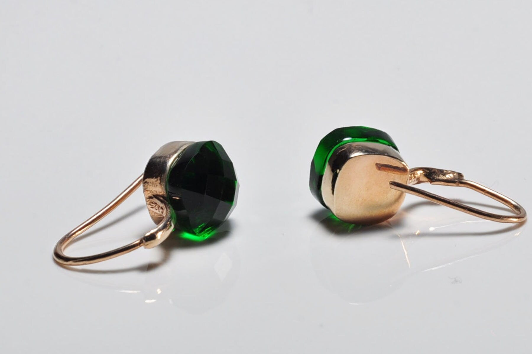 Handmade Genuine Natural Jade Silver Earring,Jade Earring Jewelry,Rose Silver Band Jade Earring,Crystal Cut Earring,Stud Earring,Handcrafted