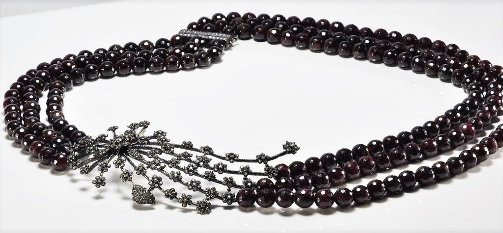 Handmade Garnet and Zircon Silver Necklace,925 Sterling Silver Genuine Authentic Necklace, Garnet and Zircon Gemstone Jewelry Gift for Her