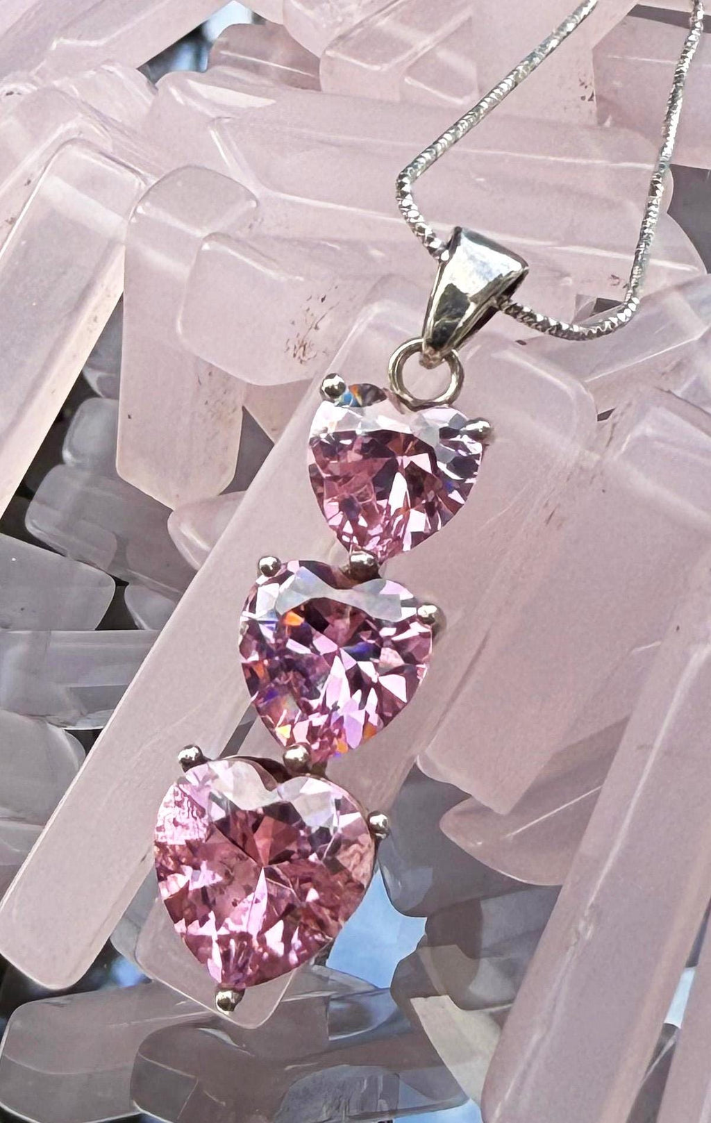 Handmade Rose Quartz Silver Necklace: Love Stone Jewelry
