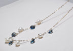 Handmade Aquamarine and Pearl Silver Necklace,925 Silver Genuine Authentic Necklace,Aquamarine and Pearl Gemstone Jewelry Gift for Her