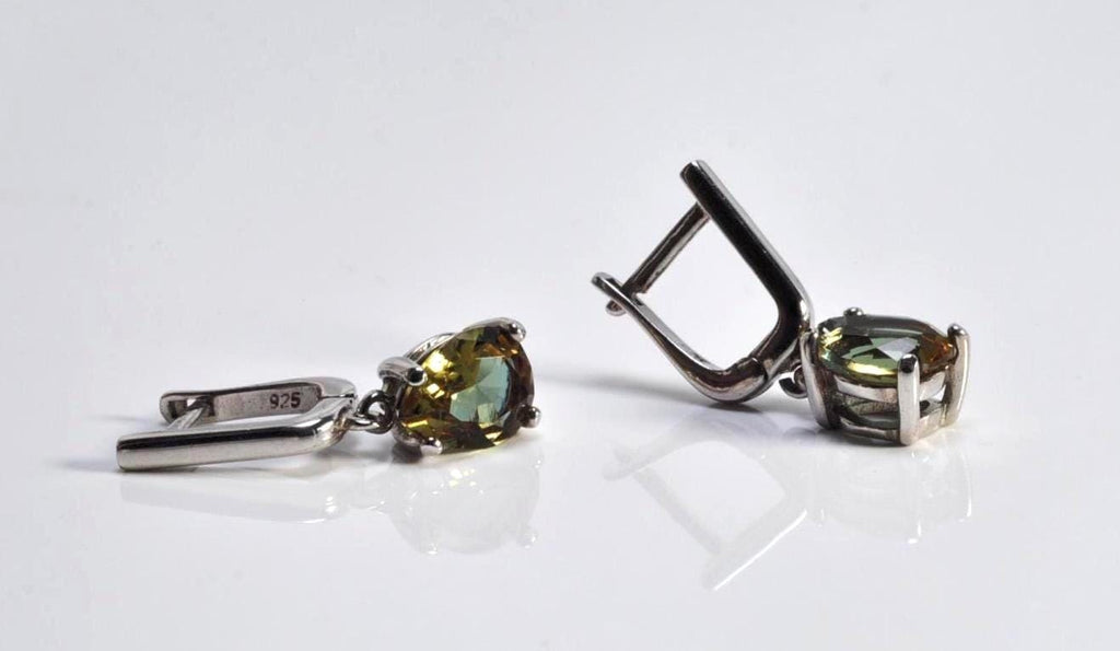 Handmade Sultanite Drop Earrings in Sterling Silver, Color‑Changing Gemstone Jewelry