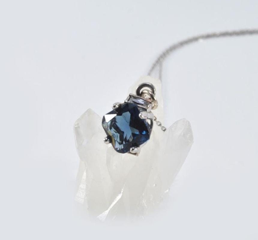 Handmade London Blue  Silver Necklace,925 Sterling Silver Genuine Authentic Necklace, London Blue  Gemstone Jewelry Gift for Her