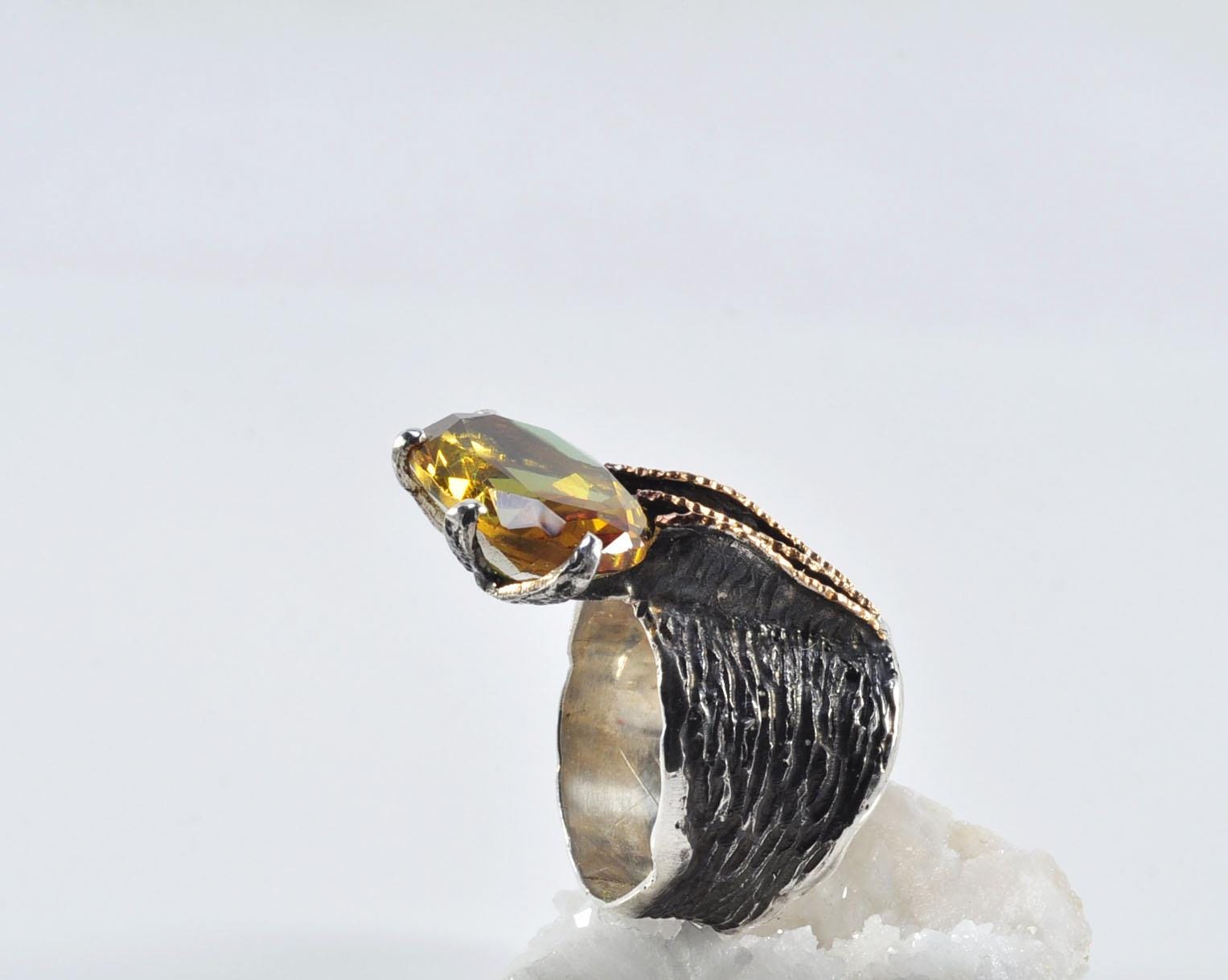 Handmade Color Changing Sultanite Silver Ring, Turkish Diaspora Ring