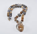 Handmade Jasper Rutilated Quartz Zircon Sterling Silver Necklace