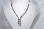Handmade Diamond Cut Zircon Rose Silver Necklace,925 Sterling Rose Silver Authentic Diamond Cut Zircon Necklace,Wedding Gift for Her