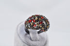 Handmade Black Silver Ring, Multi-Color Zircon Gemstone, December Birthstone Jewelry