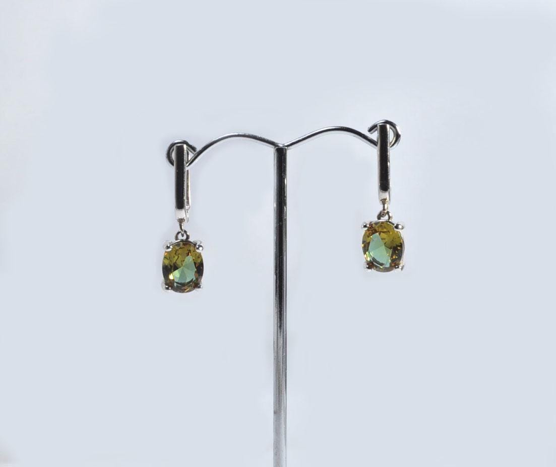 Handmade Sultanite Silver Drop Earrings, Color Changing Gemstone