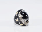 Handmade Onyx Zircon Silver Ring, Anniversary Jewelry Gift