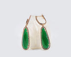 Handmade Rose Silver Jade Earrings with Zircon