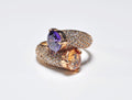 Handmade Citrine, Amethyst and Zircon Ring in Rose Gold Sterling Silver, Elegant Gemstone Jewelry