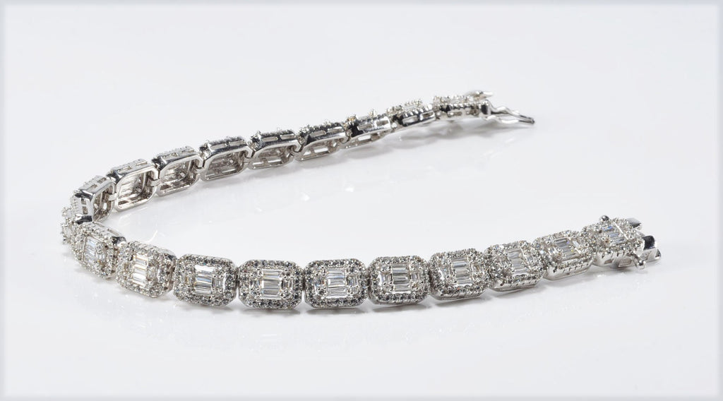 Handmade Genuine Baguette Zircon Gemstone Silver Bracelet, Zircon Bracelet Jewelry,Handcrafted, Gift For Her, Wedding Gift