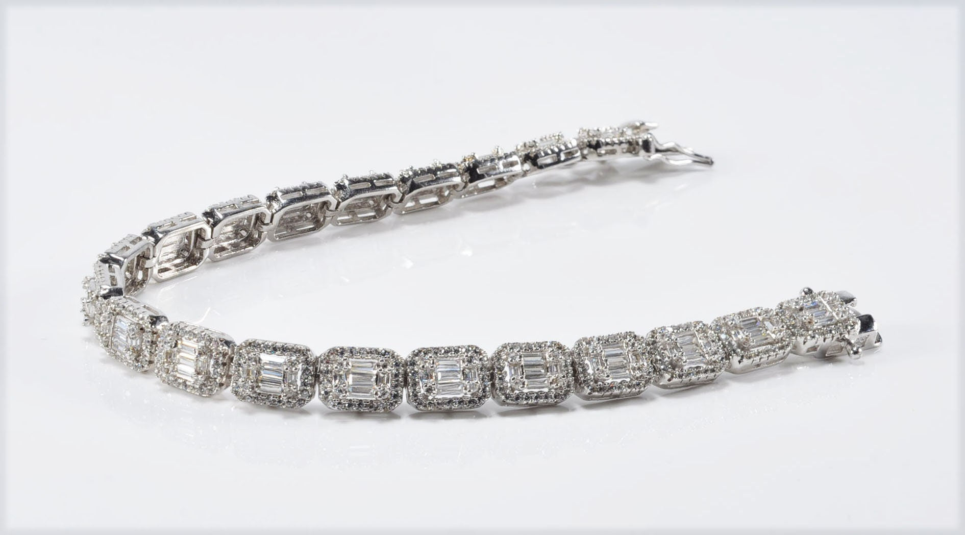 Handmade Genuine Baguette Zircon Gemstone Silver Bracelet, Zircon Bracelet Jewelry,Handcrafted, Gift For Her, Wedding Gift