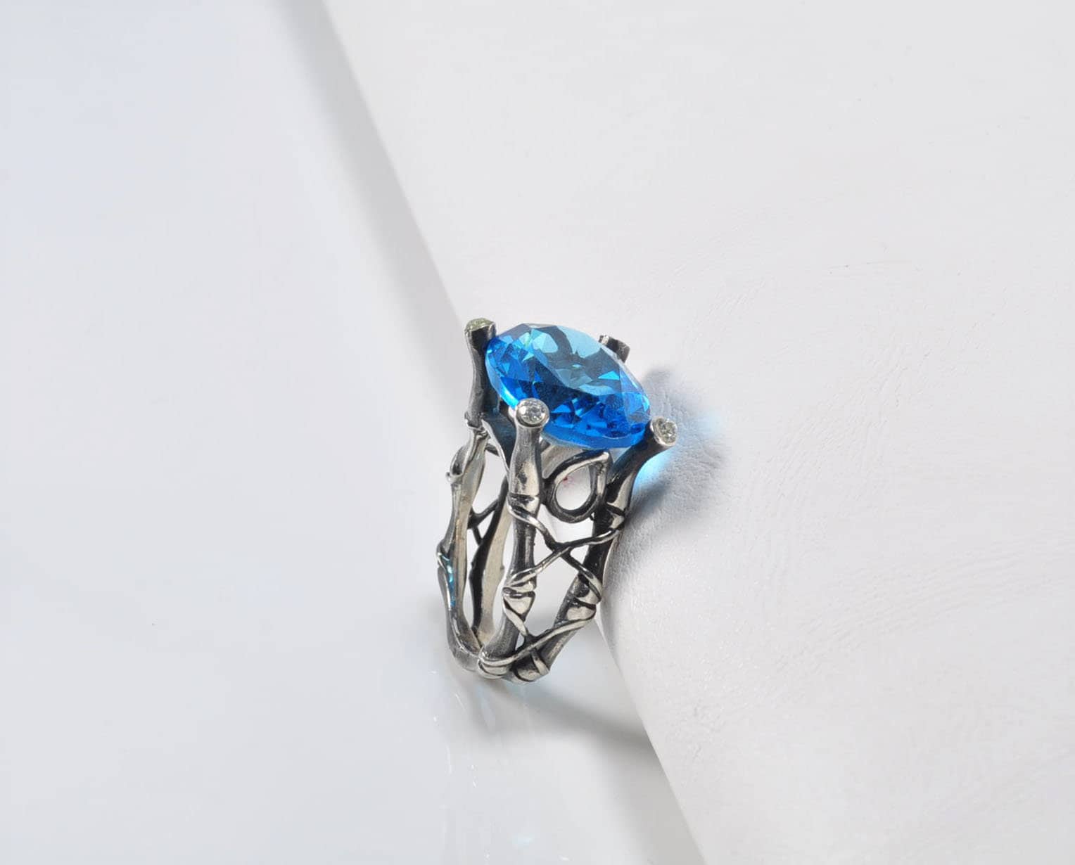 Handmade Aquamarine Silver Ring, Handcrafted Aquamarine Jewelry, 925 Sterling Silver Band Aquamarine Ring,Gift for her