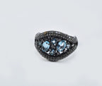 Handmade Aquamarine Black Silver Ring: Tranquility Stone Jewelry