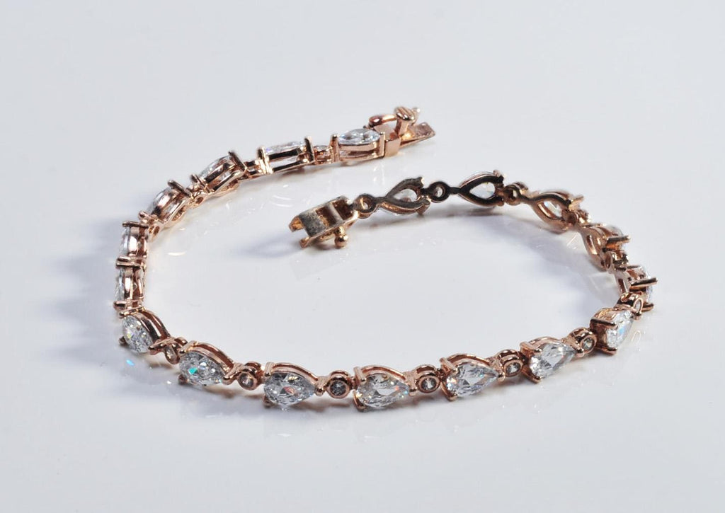 Handmade Genuine Zircon Gemstone Rose Silver Bracelet, Zircon Bracelet Jewelry,Handcrafted, Gift For Her, Wedding Gift