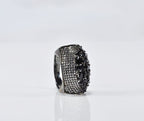 Handmade Zircon and Onyx Silver Ring, Handcrafted Zircon and Onyx Jewelry,Wedding Ring Gift, Black Silver Zircon and Onyx Ring,Gift for her