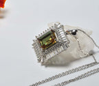 Handmade Sultanite Necklace, Baguette Zircon, 925 Sterling Silver