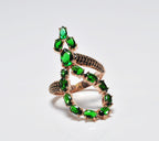 Handmade Emerald and Black Zircon Silver Ring, Emerald and Black Zircon Jewelry,Wedding Ring Gift, 925 Silver Emerald and Black Zircon Ring