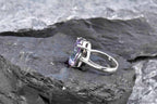 Handmade Genuine Mystic Topaz Silver Ring,Mystic Topaz Jewelry,Mystic Topaz Gemstone Ring,Crystal Cut Ring,Handcrafted,Artist Design