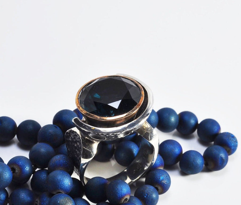 Handmade Sapphire Silver Ring, Handcrafted Sapphire Jewelry, 925 Sterling Silver Band Sapphire Ring,Wedding Ring Gift