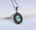 Handmade Genuine Turqouise Silver Necklace,Turqouise Jewelry,Turqouise Gemstone Pendant,Handcrafted Pendant Gift