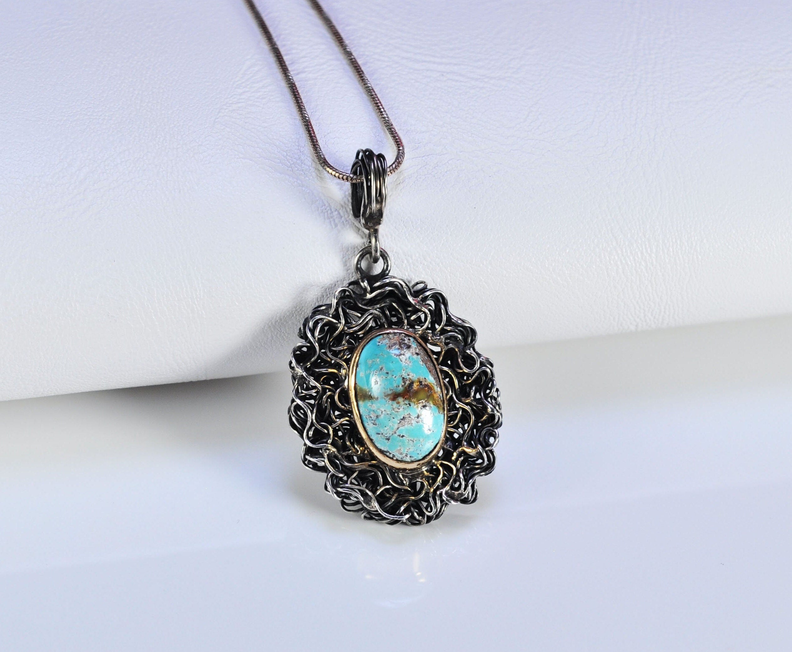 Handmade Genuine Turqouise Silver Necklace,Turqouise Jewelry,Turqouise Gemstone Pendant,Handcrafted Pendant Gift