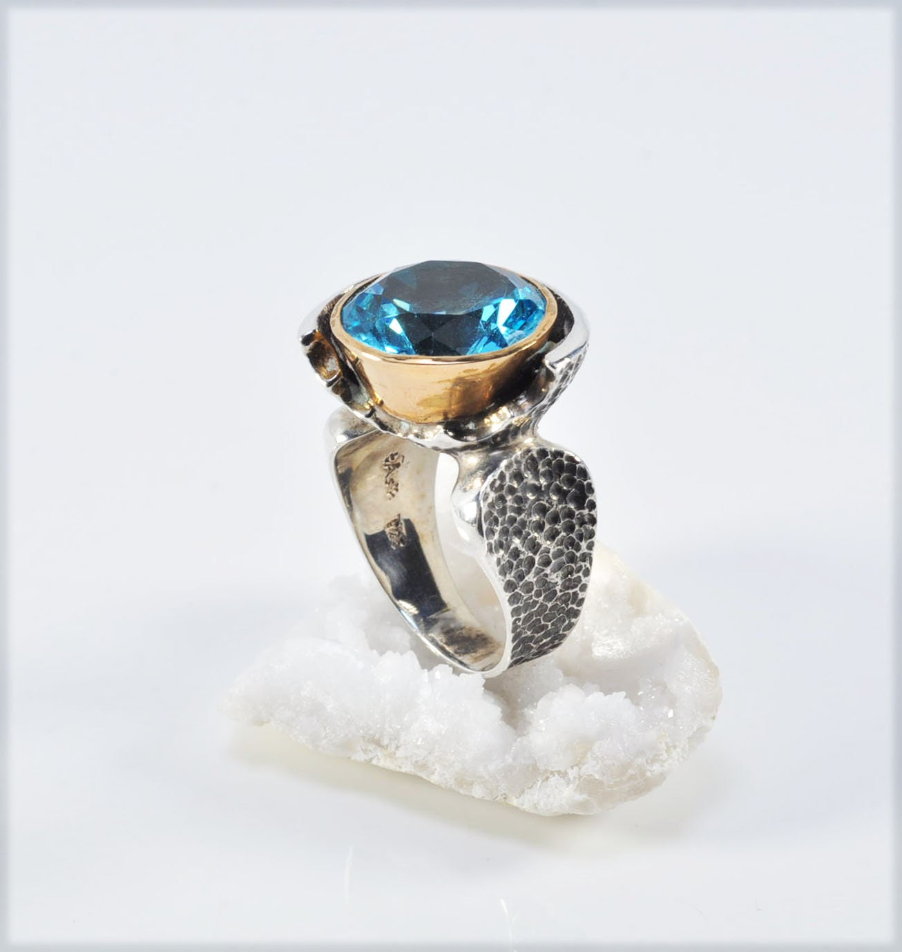 Handmade Aquamarine Silver Ring, Handcrafted Aquamarine Jewelry, 925 Sterling Silver AquamarineRing,Gift for her