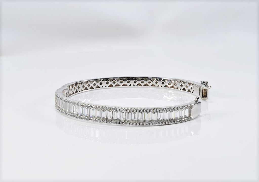 Handmade Genuine Baguette Zircon Gemstone Silver Bracelet, Zircon Bracelet Jewelry,Handcrafted, Gift For Her, Wedding Gift