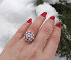 Handmade Genuine Pink Quartz Silver Ring,Pink Quartz Ring Jewelry, 925 Sterling Silver Pink Quartz Ring,Anniversary Gift