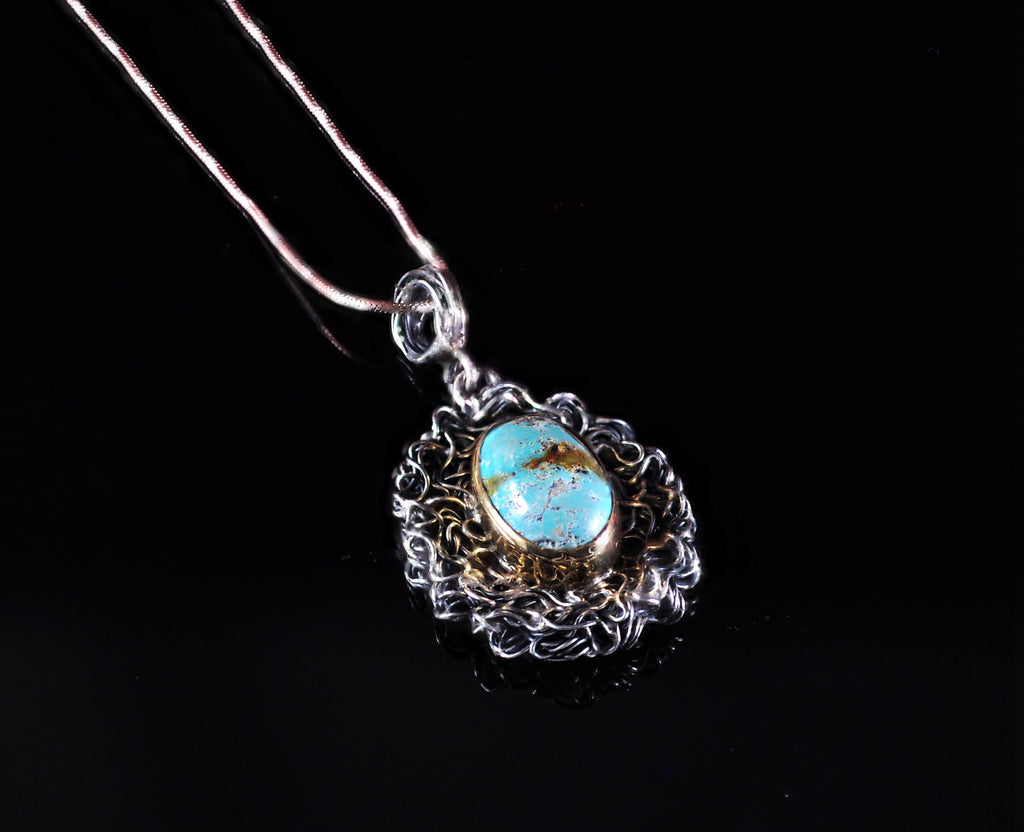 Handmade Genuine Turqouise Silver Necklace,Turqouise Jewelry,Turqouise Gemstone Pendant,Handcrafted Pendant Gift
