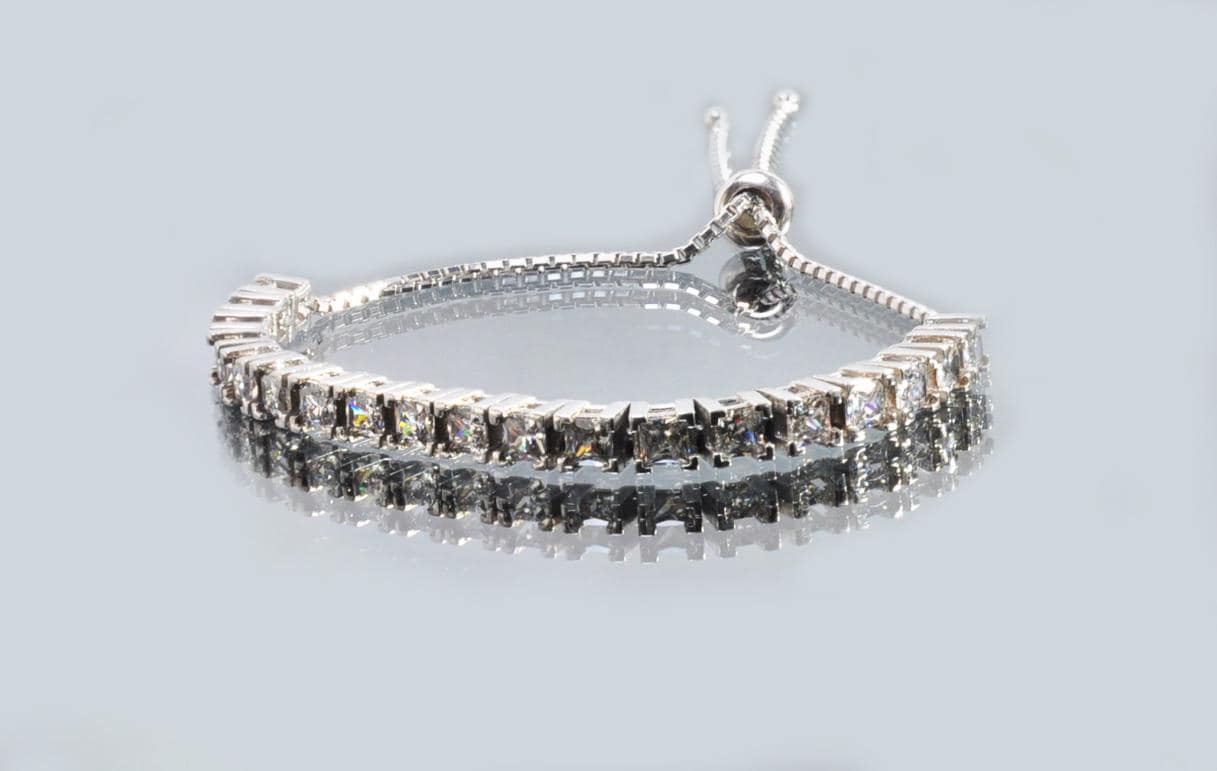 Dazzling Zircon Gemstone Bracelet in 925 Sterling Silver – Handcrafted Adjustable Elegance