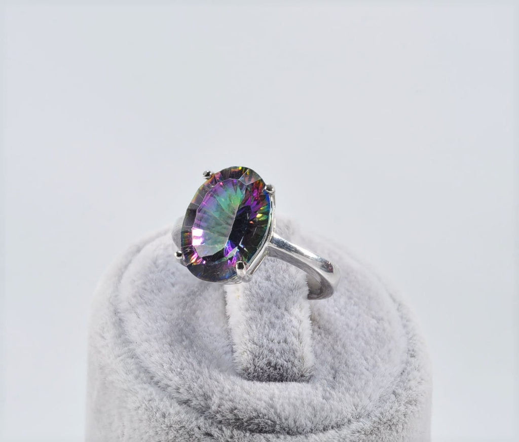Handmade Mystic Topaz Silver Ring, Handcrafted Mystic Topaz Jewelry,Wedding Ring Gift, 925 Sterling Silver Mystic Topaz Ring,Gift for her