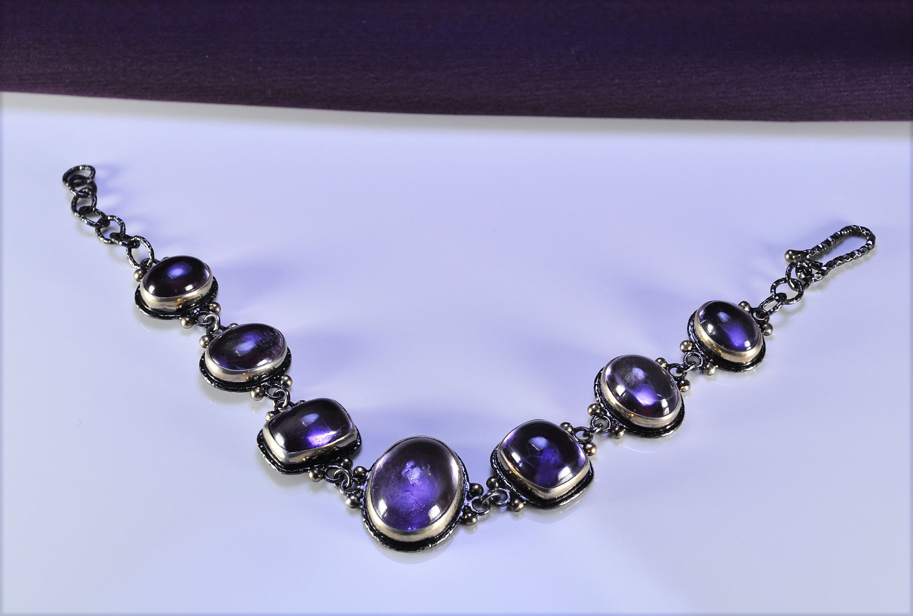 Handmade Amethyst Sterling Silver Bracelet, Genuine Gemstone Jewelry