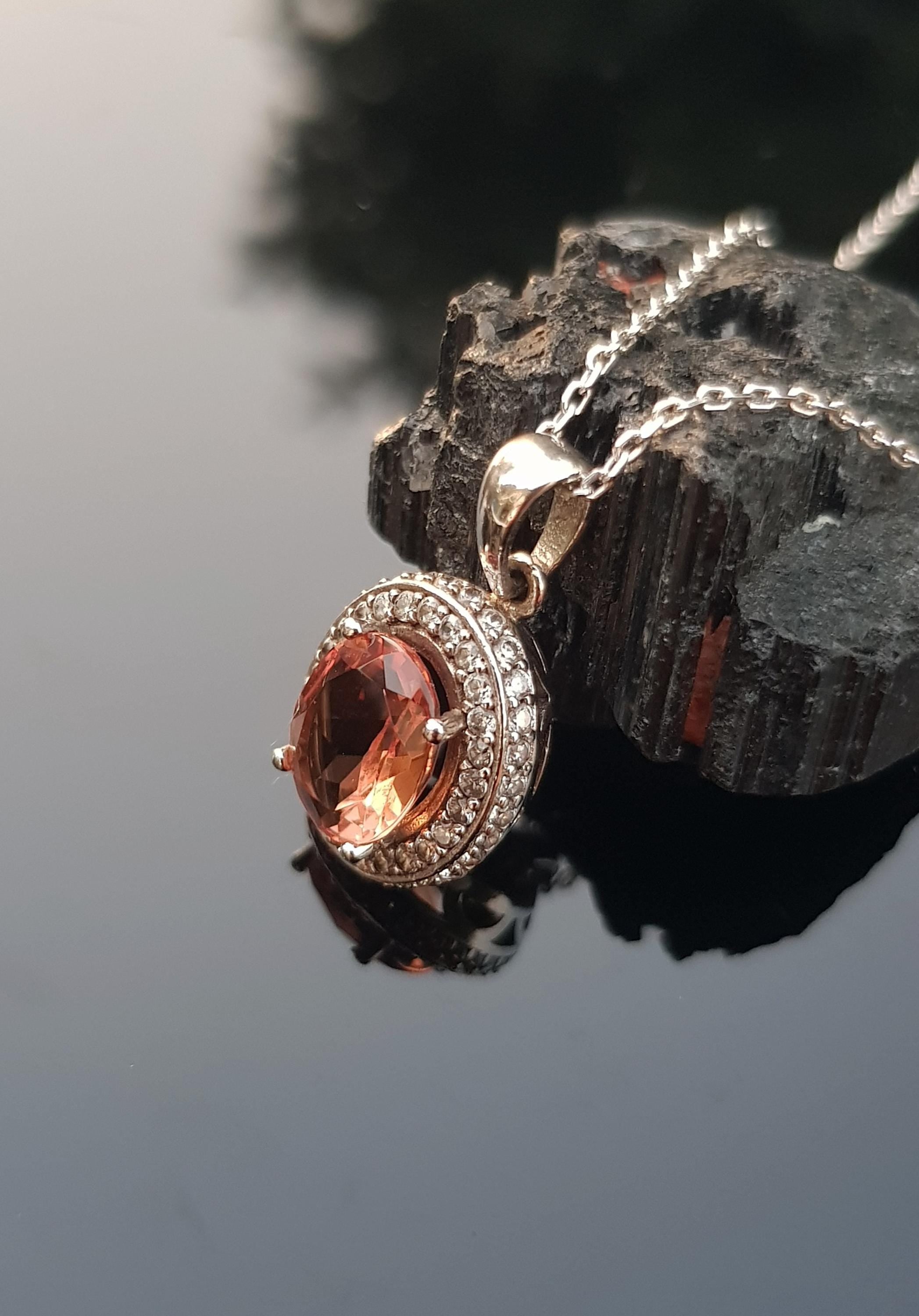 Handmade Sultanite & Zircon 925 Sterling Silver Necklace - Color Changing Gemstone