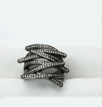 Handmade Zircon Black Silver Ring, Handcrafted Zircon Jewelry,Wedding Ring Gift, Black Silver Zircon Ring