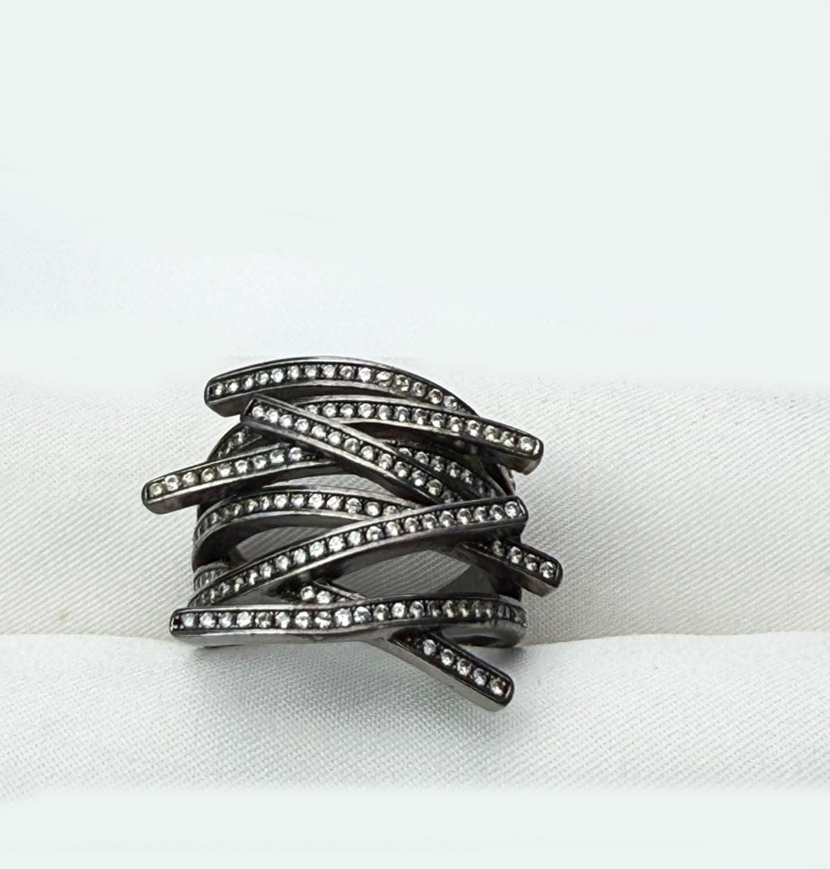 Handmade Zircon Black Silver Ring, Handcrafted Zircon Jewelry,Wedding Ring Gift, Black Silver Zircon Ring