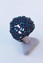 Handmade Aquamarine Emerald Black Silver Ring: Artisan Gemstone Jewelry