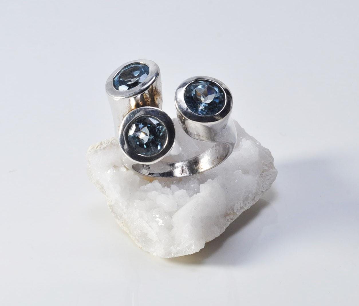 Handmade Aquamarine Ring: 925 Sterling Silver Jewelry Gift