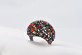 Handmade Black Silver Ring, Multi-Color Zircon Gemstone, December Birthstone Jewelry