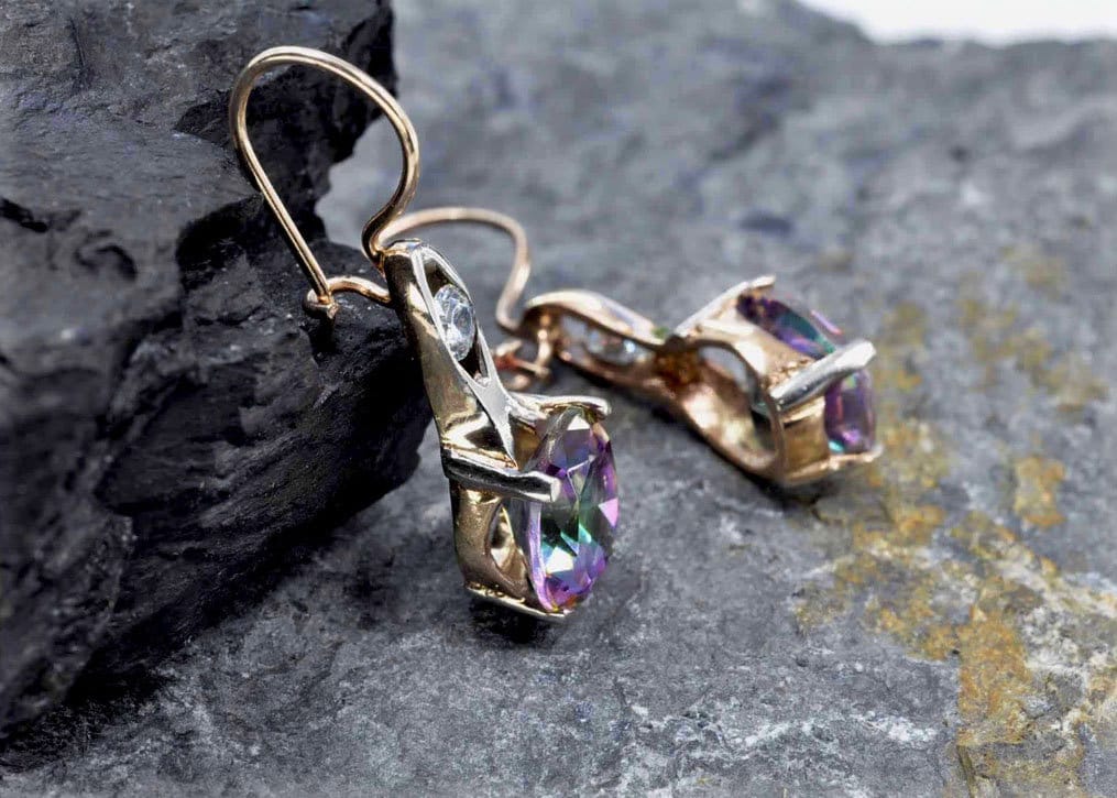 Handmade Genuine Mystic Topaz Silver Earring,Mystic Topaz Earring Jewelry,Mystic Topaz Gemstone Earring Gift for Her