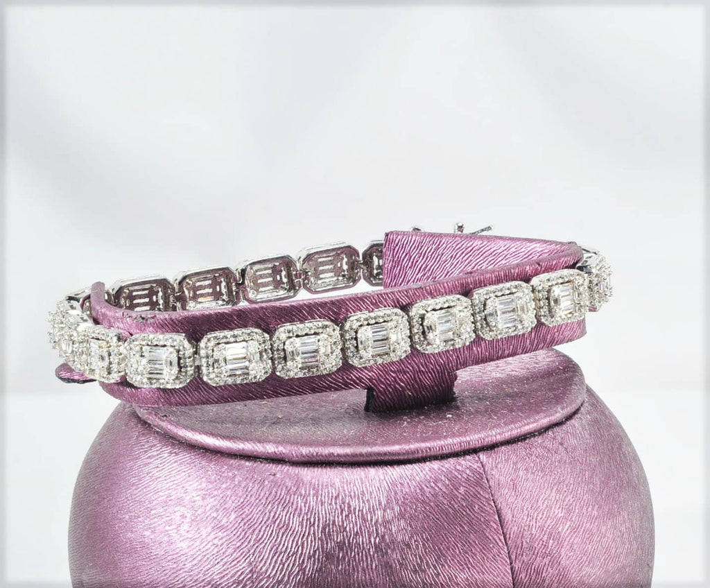 Handmade Genuine Baguette Zircon Gemstone Silver Bracelet, Zircon Bracelet Jewelry,Handcrafted, Gift For Her, Wedding Gift