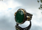 Handmade Genuine Emerald 925 Sterling Silver Ring, Handcrafted Emerald Ring Jewelry,Wedding Ring Gift, Anniversary Gift,Gift for Her