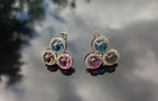 Handmade Aquamarine, Rose Quartz, Citrine & Zircon Sterling Silver Earrings