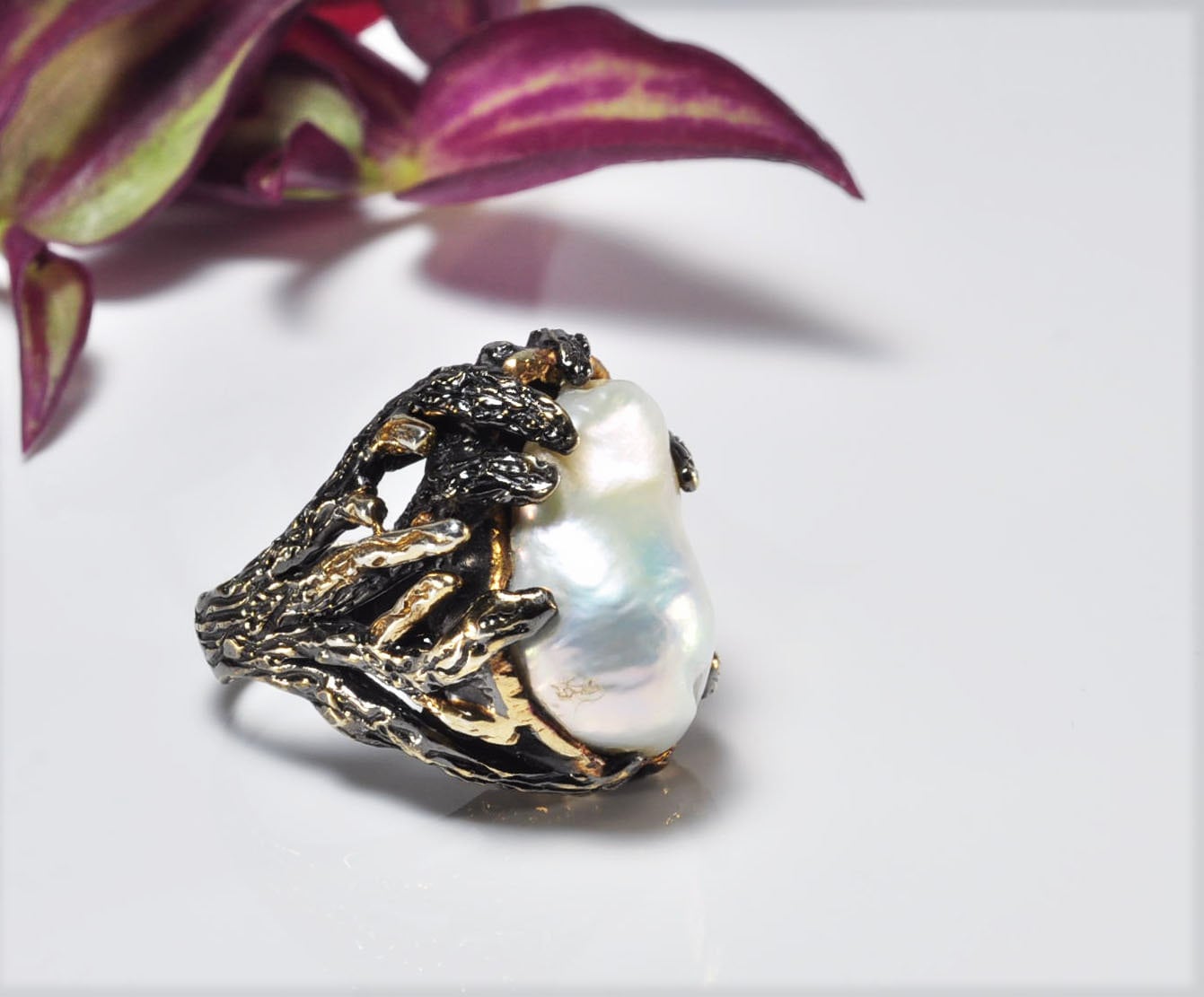Handmade Baroque Pearl Silver Ring, Handcrafted Pearl Jewelry,Wedding Ring Gift, 925 Silver Pearl Ring,Gift for her,Gift Mom, Gift Friend