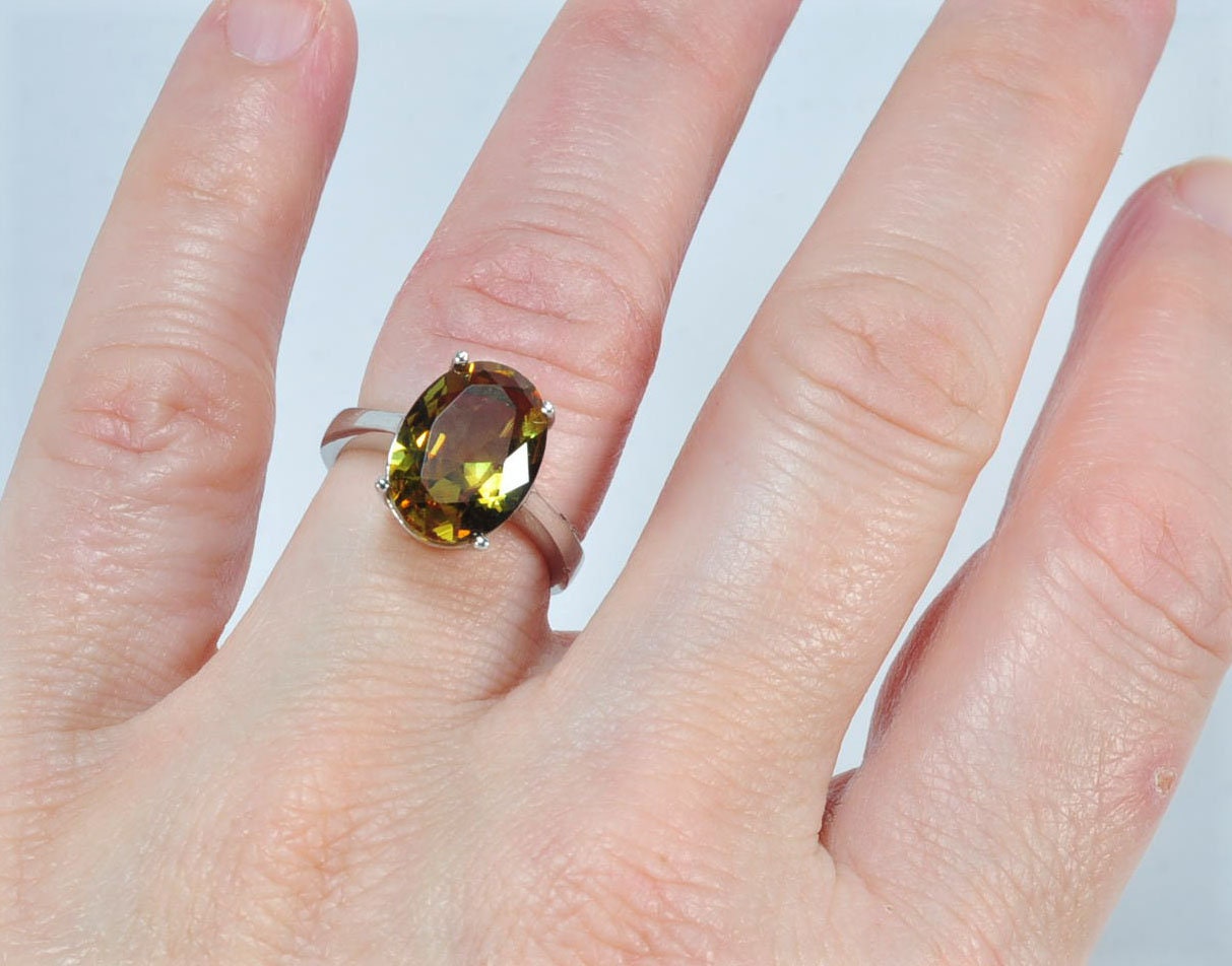 Handmade Sultanite Ring: Color Changing Gemstone, Sterling Silver